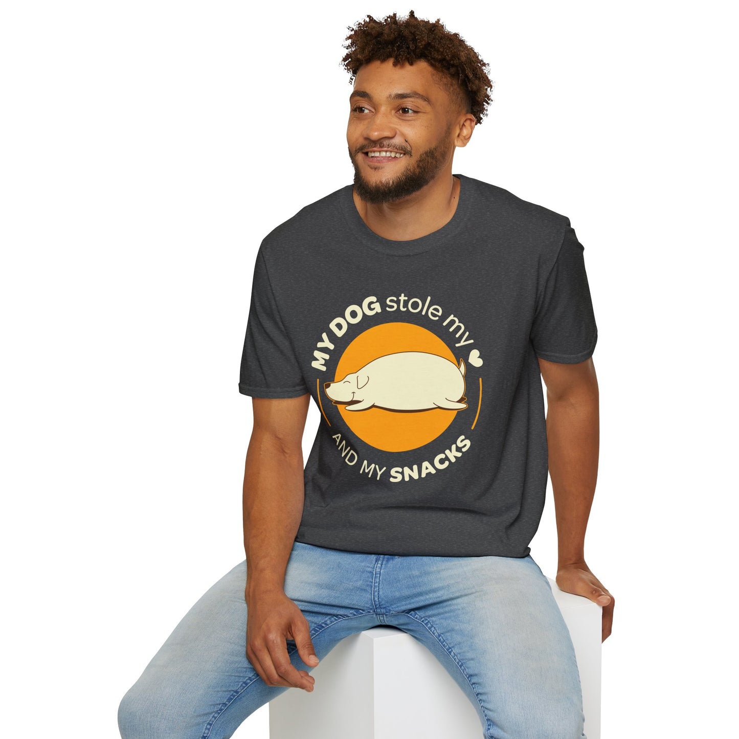 My dog stole my heart and my snacks | Unisex Softstyle T-Shirt