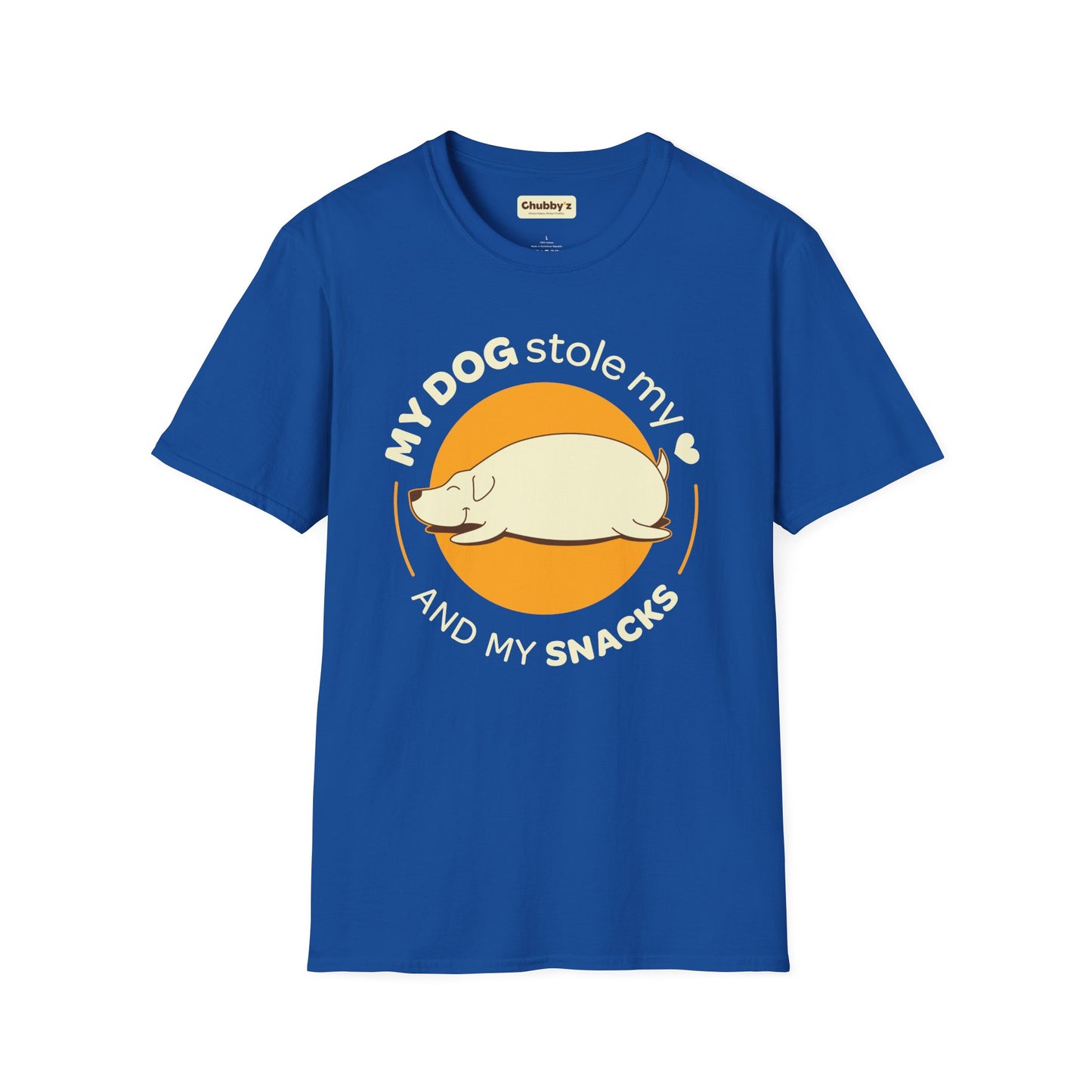 My dog stole my heart and my snacks | Unisex Softstyle T-Shirt