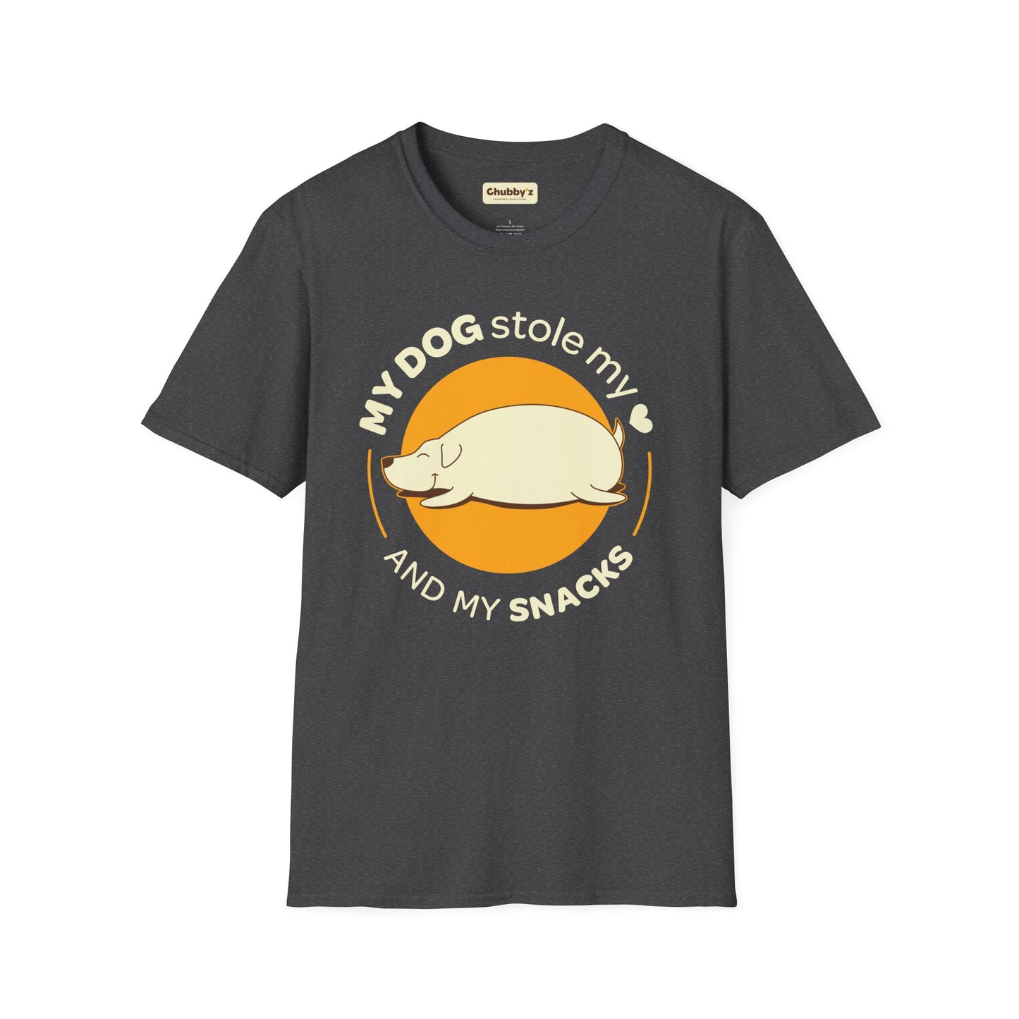 My dog stole my heart and my snacks | Unisex Softstyle T-Shirt