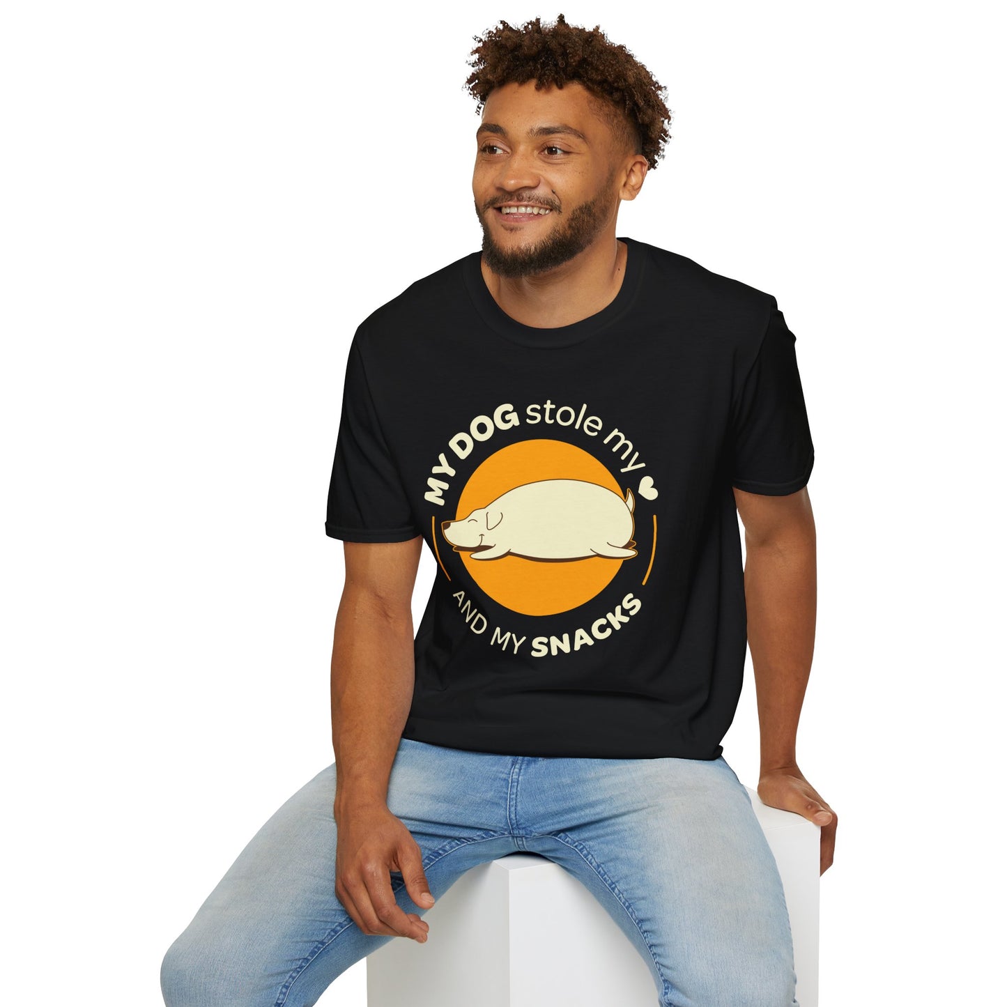 My dog stole my heart and my snacks | Unisex Softstyle T-Shirt