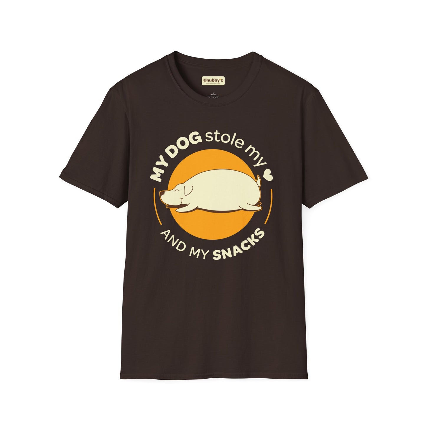 My dog stole my heart and my snacks | Unisex Softstyle T-Shirt