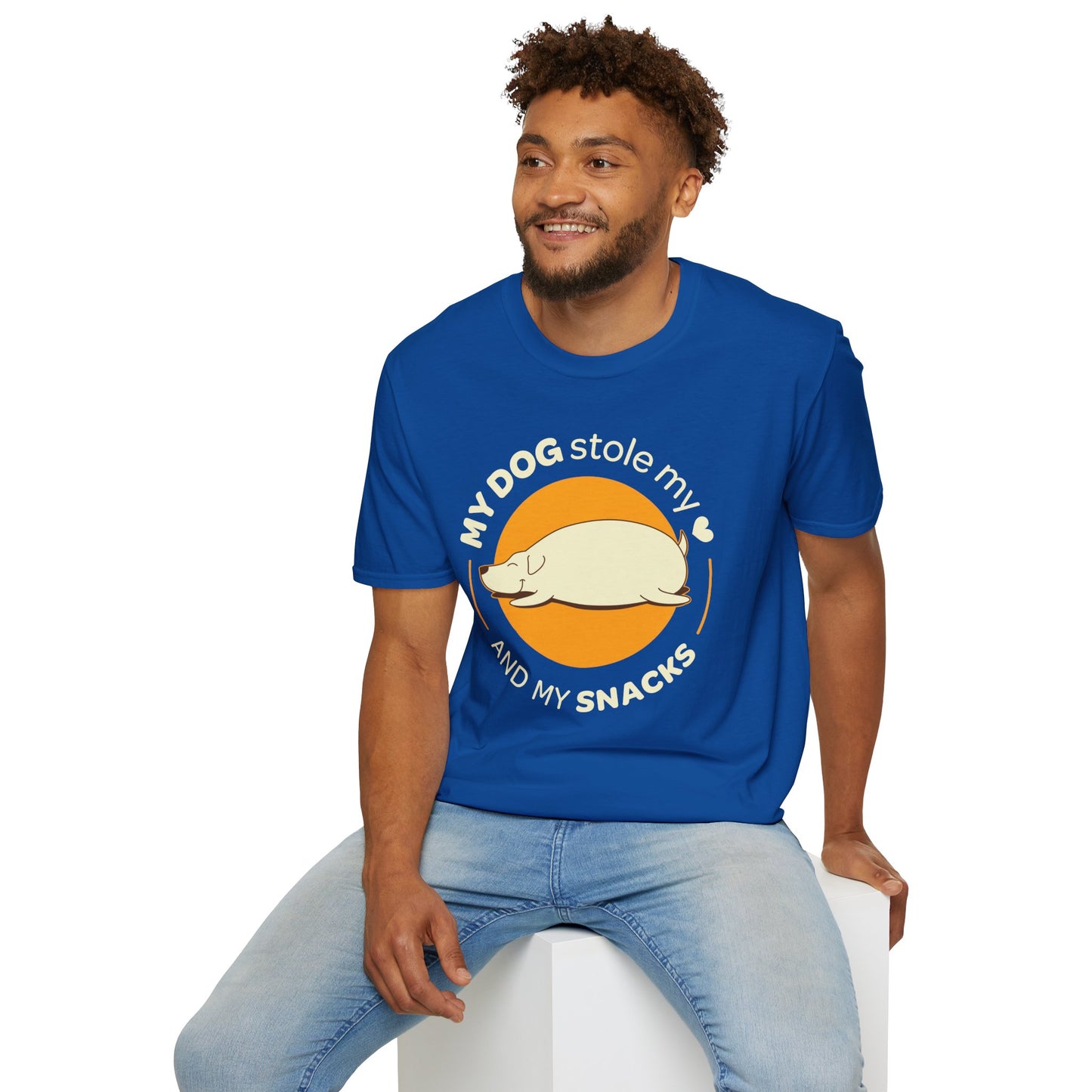 My dog stole my heart and my snacks | Unisex Softstyle T-Shirt