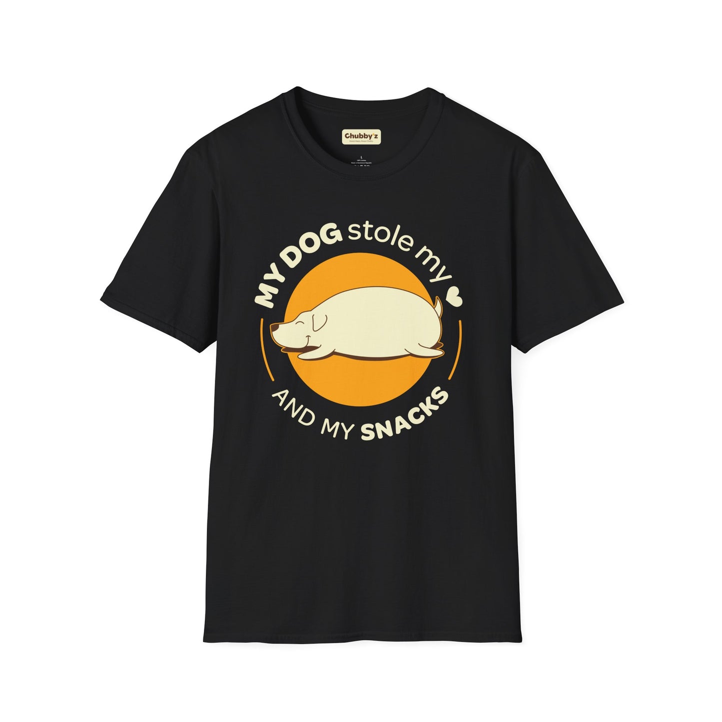 My dog stole my heart and my snacks | Unisex Softstyle T-Shirt