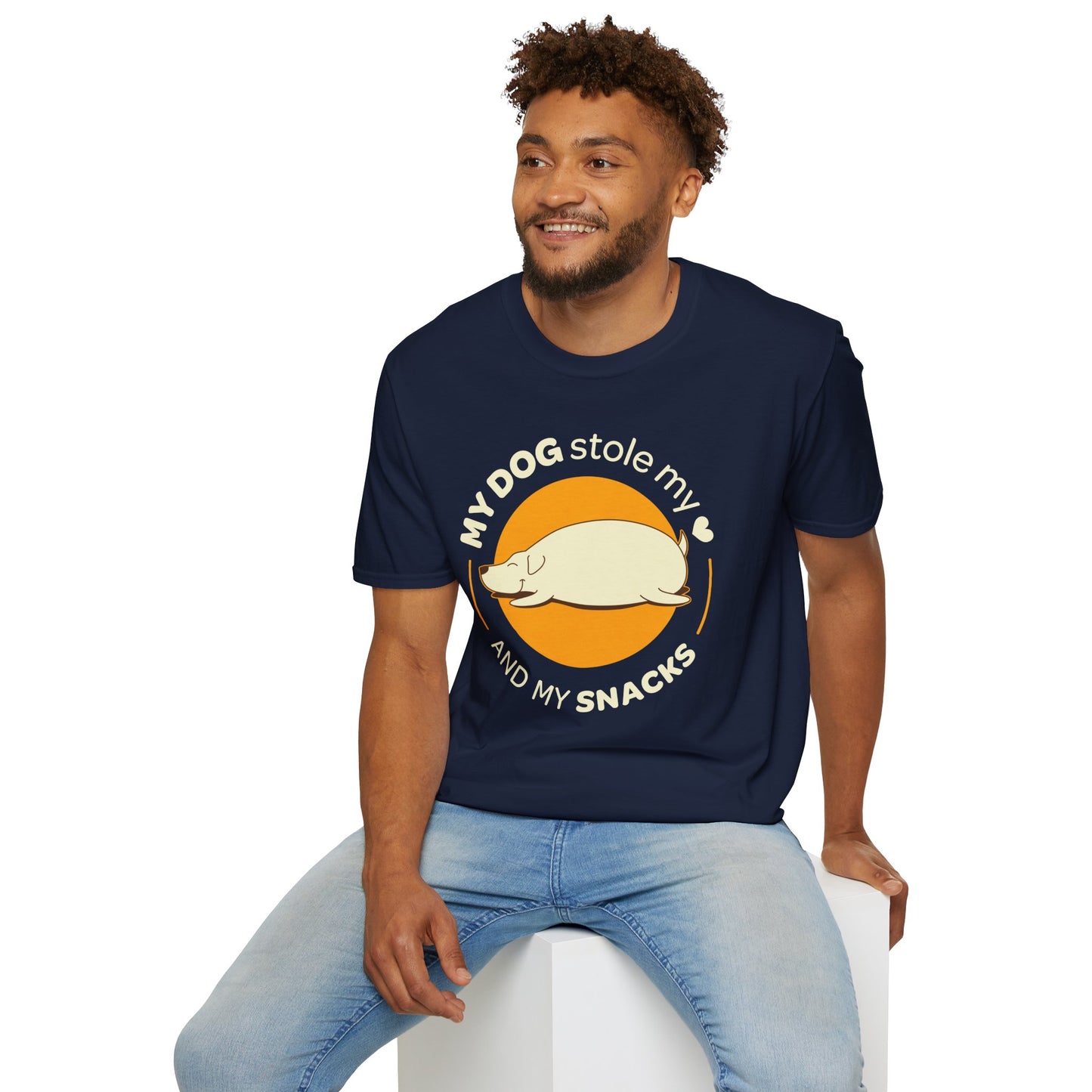 My dog stole my heart and my snacks | Unisex Softstyle T-Shirt