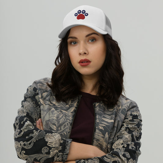 Patriotic Paw Trucker Cap - White